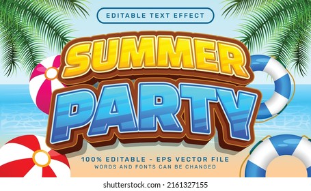 Summer Party 3d Editable Text Effect And Sea Landscape Background