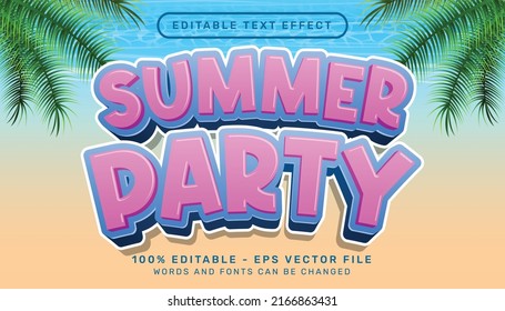 summer party 3d editable text effect and sea landscape background