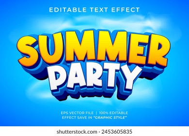 Summer party 3d editable text effect template