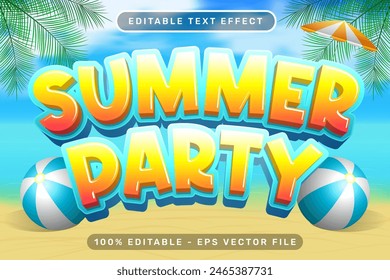 summer party 3d text effect and editable text effect with a beach background