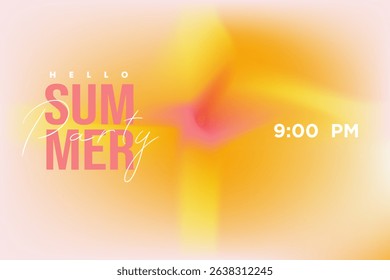 Summer party. Abstract 3D fluid gradient background in yellow, orange, pink. Perfect for party designs, seasonal sales, web, social media, posters, banners, and covers. Vector template.