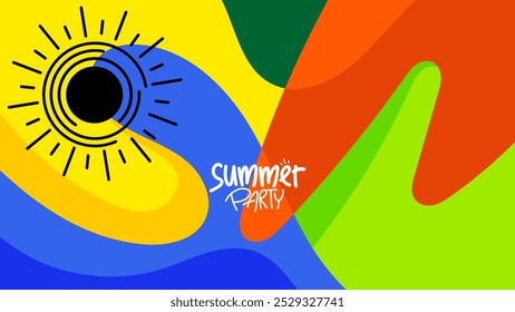 Diseño de fondo de fiesta de verano. Diseño HD, Anuncio, póster, Plantilla de tarjeta de felicitación. Ilustración vectorial