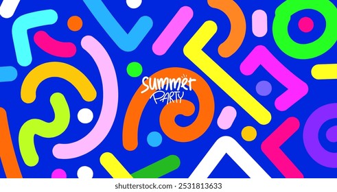 festa de verão. desenhos de fundo, layout de hd, estilo de banner, cartaz, modelo de cartão de saudação. ilustração vetor