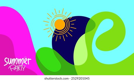 Fondo de fiesta de verano. Diseño HD, Anuncio, póster, diseño de Plantilla de tarjeta de felicitación. Ilustración vectorial
