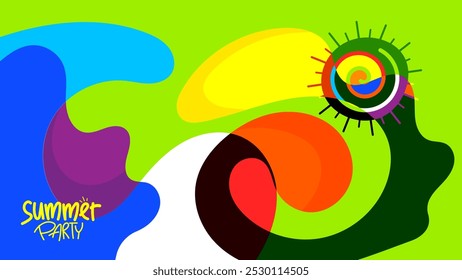 Fondo de fiesta de verano. Diseño HD, Anuncio, diseño de póster, Plantilla de tarjeta de felicitación. Ilustración Diseño de Vector