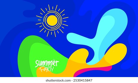 summer party background. hd layout, banner, poster, greeting card template design. illustration style