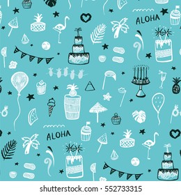 summer party background, vector hand drawing pattern.
