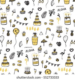 summer party background, vector hand drawing pattern.