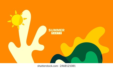 fondo de fiesta de verano. Ilustración vectorial. diseño hd, Anuncio, cartel, diseño de Plantilla de tarjeta de felicitación