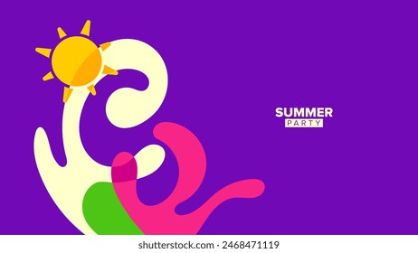 fondo de fiesta de verano. Ilustración vectorial. diseño hd, Anuncio, cartel, diseño de Plantilla de tarjeta de felicitación