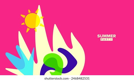 fondo de fiesta de verano. Ilustración vectorial. diseño hd, Anuncio, cartel, diseño de Plantilla de tarjeta de felicitación