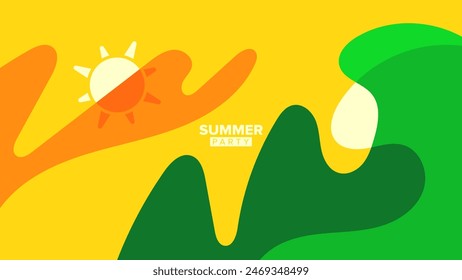 fondo de fiesta de verano. Ilustración vectorial. diseño hd, Anuncio, cartel, diseño de Plantilla de tarjeta de felicitación