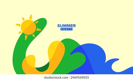 Sommer Party Hintergrund. Vektorillustration. HD-Layout, Banner, Poster, Grußkarte Vorlage Design
