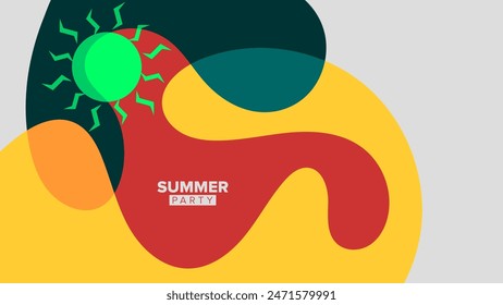fondo de fiesta de verano. Ilustración vectorial. diseño hd, Anuncio, cartel, diseño de Plantilla de tarjeta de felicitación