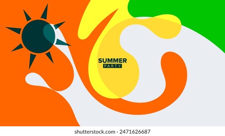 fondo de fiesta de verano. Ilustración vectorial. diseño hd, Anuncio, cartel, diseño de Plantilla de tarjeta de felicitación