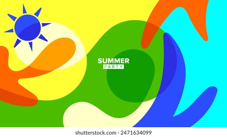 Sommer Party Hintergrund. Vektorillustration. HD-Layout, Banner, Poster, Grußkarte Vorlage Design
