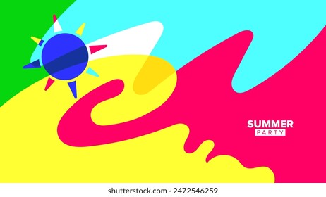 fondo de fiesta de verano. Ilustración vectorial. diseño hd, Anuncio, cartel, diseño de Plantilla de tarjeta de felicitación