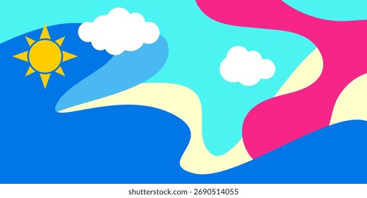 Fondo de fiesta de verano. Ilustración vectorial. Diseño HD, Anuncio, póster, diseño de Plantilla de tarjeta de felicitación