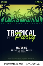 Summer Party backgrounds with palms. Summer placard poster flyer invitation card. Summer time. Vector Illustration