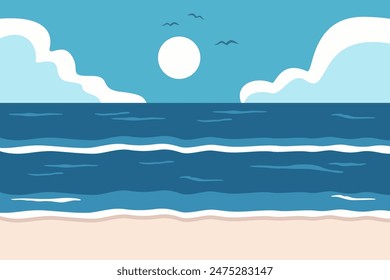 Summer party banner design template. Vector illustration in Minimalistic style