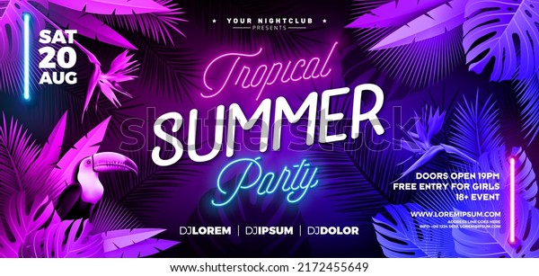 Summer Party Banner Design Template Glowing Stock Vector (Royalty Free ...