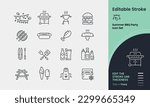 Summer Party BBQ Icon collection containing 16 editable stroke icons. Perfect for logos, stats and infographics. Edit the thickness of the line in any vector capable app.