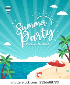 Summer party ( beach party ) vector banner illustration
