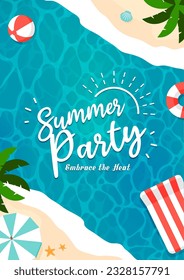 Summer party ( beach party ) vector banner illustration