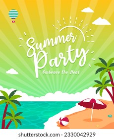 Summer party ( beach party ) vector banner illustration