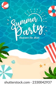 Summer party ( beach party ) vector banner illustration