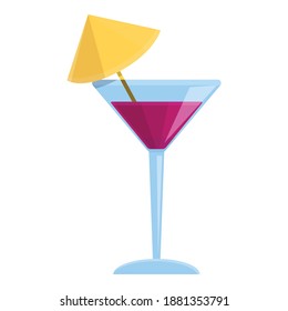 Summer party berry cocktail icon. Cartoon of summer party berry cocktail vector icon for web design isolated on white background