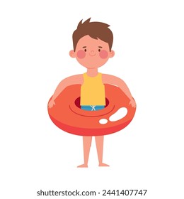 summer party boy with float illustration
