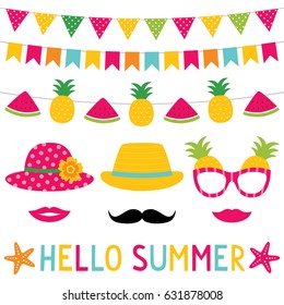 Summer Party Bunting Decoration And Photo Booth Vector Props
