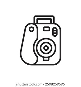 Summer Party Camera Outline Icon Vector Illustration