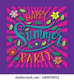 Summer party card. Summer background.