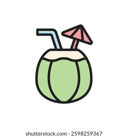 Summer Party Coconut Icon Vector Illustration