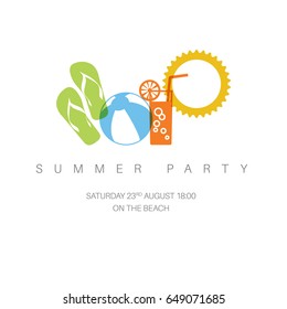 Summer Party Concept Minimalist Vector Illustration / Icon