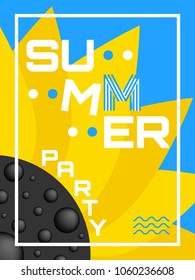 summer party creative poster with sunflower background