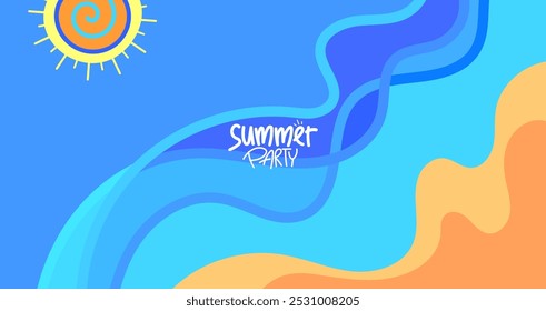 design de festa de verão. fundo, layout de hd, banner, cartaz, modelo de cartão de saudação.