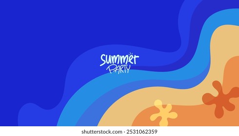 design de festa de verão. fundo, layout de hd, banner, cartaz, modelo de cartão de saudação. ilustração vetorial contemporânea 