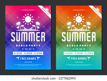 Summer Party Design Poster Or Flyer Night Club Event Modern Typography And Abstract Background. Vector Template Illustration.