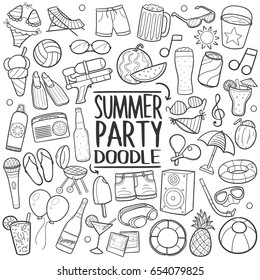 Summer Party  Doodle Icons Sketch Hand Made