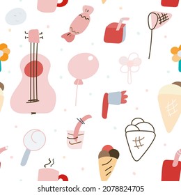 summer party drawing seamless vector illustration background