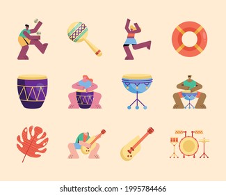summer party enjoy set icons