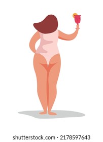 Summer party flat composition with isolated human character during seasonal vacation activities vector illustration