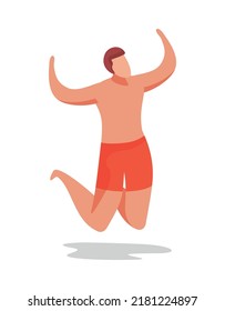 Summer party flat composition with isolated human character during seasonal vacation activities vector illustration
