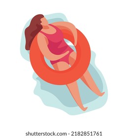 Composición plana de la fiesta de verano con carácter humano aislado durante las actividades de vacaciones estacionales Ilustración vectorial