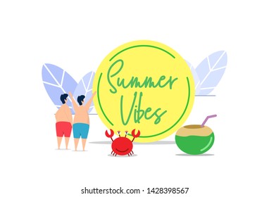 summer party flat creative illustration vector of graphic , summer holiday flat illustration vector , vector hello summer flat illustration for banner website landing page