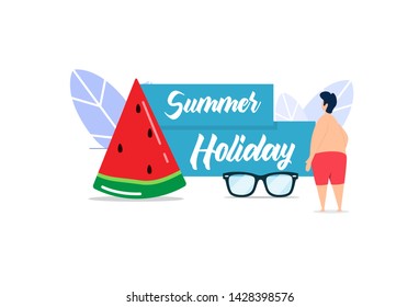 summer party flat creative illustration vector of graphic , summer holiday flat illustration vector , vector hello summer flat illustration for banner website landing page