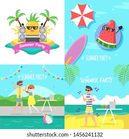 Summer Party Flat Illustration Vector Design